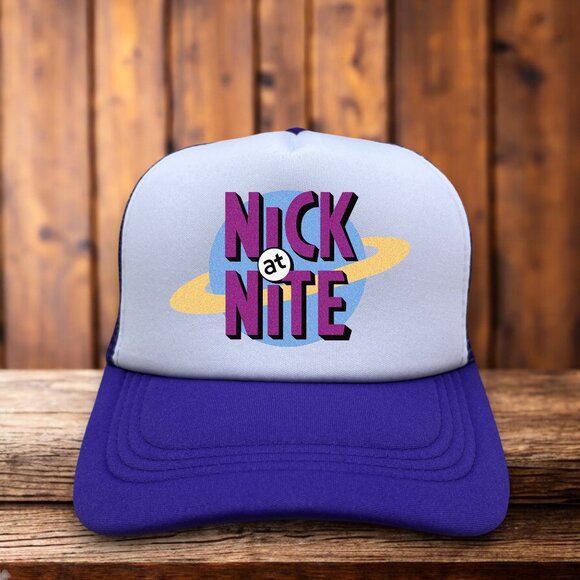 Nick At Nite Unisex Trucker Hat Purple Snapback Retro 80s Logo Sitcom Ball Cap - Picture 1 of 4